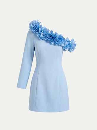 Coast 3d Floral One Shoulder Mini Dress in Blue at Nordstrom, Size 14