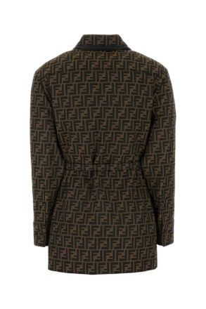 Fendi Womens Embroidered Canvas Shirt Tabacco Exterior: Polyester Cotton Giacche E Gilet Jacket