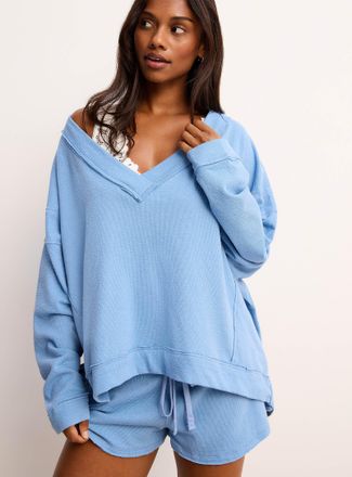 Free People Womens Staycation loose terry sweatshirt