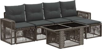 vidaXL Conjunto De Sof&aacute;s De Jard&iacute;n 6 Uds. Gris Y Gris Oscuro Vidaxl