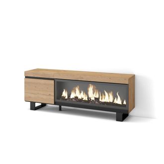 Skraut Home Skraut Home - Mueble Tv, Televisi&oacute;n, Muebles De Sal&oacute;n, Almacenaje, 160, Para Tv Hasta 65, Chimenea El&eacute;ctrica Xxl, Dise&ntilde;o Industrial, Estilo Moderno, R
