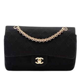 Chanel Pre-owned Double Flap Schoudertas - Dames - Vintage Schoudertas - Zwart - ONE Size - Katoen - Vintage