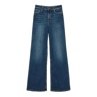 Twinset Wide Jeans, female, Blue, Size: W26 Denim Medio Pantalone
