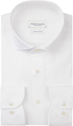 Profuomo Overhemden, Heren, Wit, M, Katoen, Supima Dobby Shirt