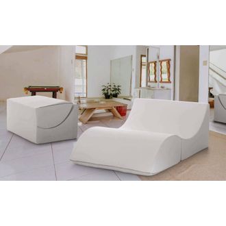 Dmora Dmora - Cama plegable Dabbes, Puf convertible en cama de matrimonio, 100% Made in Italy, Puf convertible en chaise longue en ecopiel, Cm 100x200h70