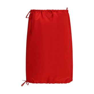 Prada Silk Satin Midi Skirt - Red