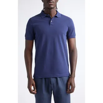 Sunspel Cotton Piqu&eacute; Polo in Ink Blue at Nordstrom, Size Xx-Large