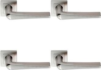 Loops 4x PAIR Square Cut Tapered Handle on Square Rose Concealed Fix Satin Steel