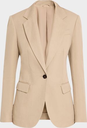 Brunello Cucinelli Cotton Linen Twill Single-Breasted Blazer Jacket