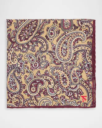 Isaia Men & apos;s Paisley Silk Pocket Square