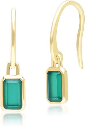 Gemondo Classic Baguette Chalcedony Drop Earrings in 9ct Yellow Gold