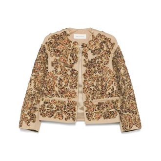 Dries Van Noten Light Beige Embroidered Outerwear - female - Dries Van Noten - Light Jackets - Brown - L - Jackets