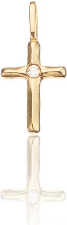 Lily & Roo Solid Gold Individual Single Genuine Diamond Tiny Cross Charm