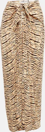 Faithfull The Brand Faithfull The Brand Animal Print Rayon Wrap-Around Skirt