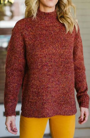 RD Style Mock Neck Sweater In Rust