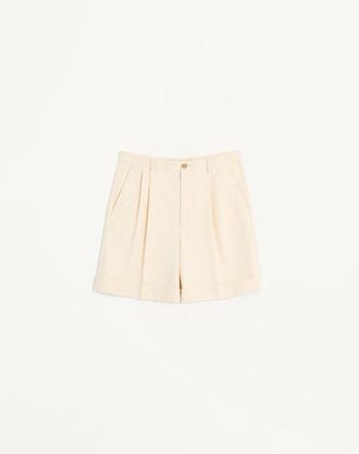 Valentino Bermuda In Canvas Di Cotone Con Risvolto Uomo SHELL 46