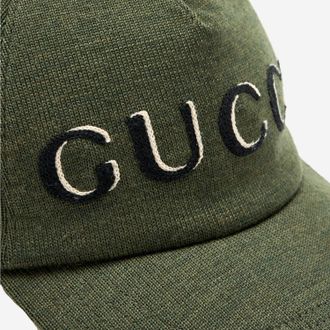 Gucci 817507 Wool Logo-Embroidered Baseball Cap - Green