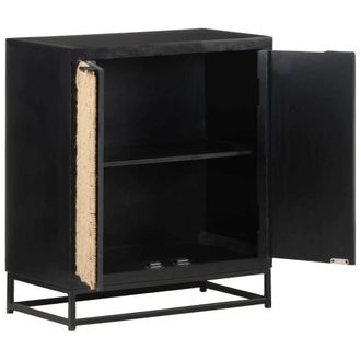 Berkfield Home Sideboard 60x35x70 cm Solid Mango Wood in Black | Size: 60 x 35 x 70 cm