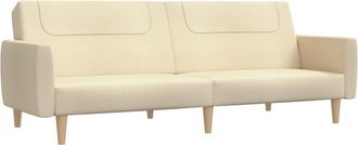 vidaXL Sof&aacute; Cama De 2 Plazas Tela Color Crema Vidaxl