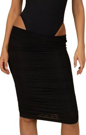Montce Swim Mesh Ruched Cover-Up Skirt in Black Mesh at Nordstrom, Size X-Small