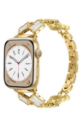 BCBGeneration Universal Fit Double Clover Link Bracelet Apple Watch Watchband in Gold at Nordstrom Rack