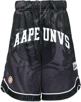 Aape By A Bathing Ape logo-print track shorts - men - Polyester/Cotton - S - Black