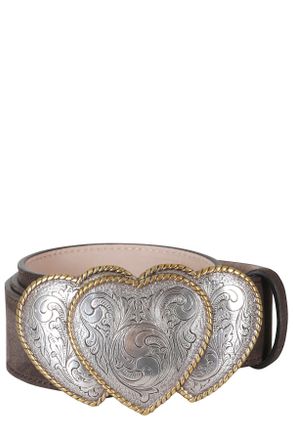 Kate Cate Queen Of Hearts Perforated Suede Western Belt