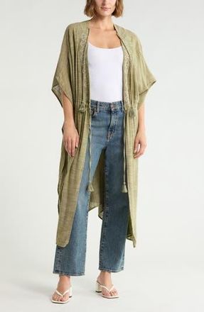 BCBGeneration Tassel & Embroidered Duster in Sage at Nordstrom Rack
