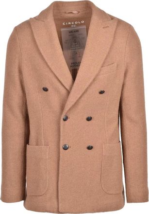 Circolo 1901 Beige Double-Breasted Virgin Wool-Blend Blazer