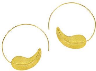 Ottoman Hands Gold Feather Pull Through Hoop Earrings in Brass at Nordstrom
