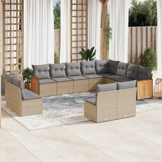 vidaXL Set De Sof&aacute;s De Jard&iacute;n 12 Pzas Y Cojines Rat&aacute;n Sint&eacute;tico Marr&oacute;n Vidaxl