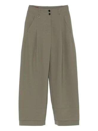 High pleated pocket trousers - women - Elastane/Polyester - 40 - Green