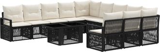 vidaXL Conjunto De Sof&aacute;s De Jard&iacute;n 12 Uds. Negro Y Blanco Crema Vidaxl