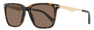 Tom Ford Mens Rectangular Sunglasses TF862 Garrett 52E Dark Havana/Gold 54mm