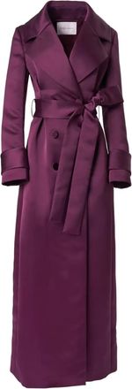 Carolina Herrera belted satin trench coat - women - Polyester - 10 - Purple