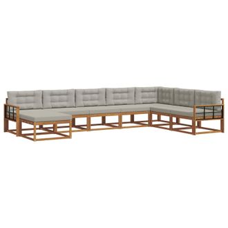 vidaXL Conjunto De Sof&aacute;s De Exterior 8 Pcs Gris Natural Y Claro Vidaxl