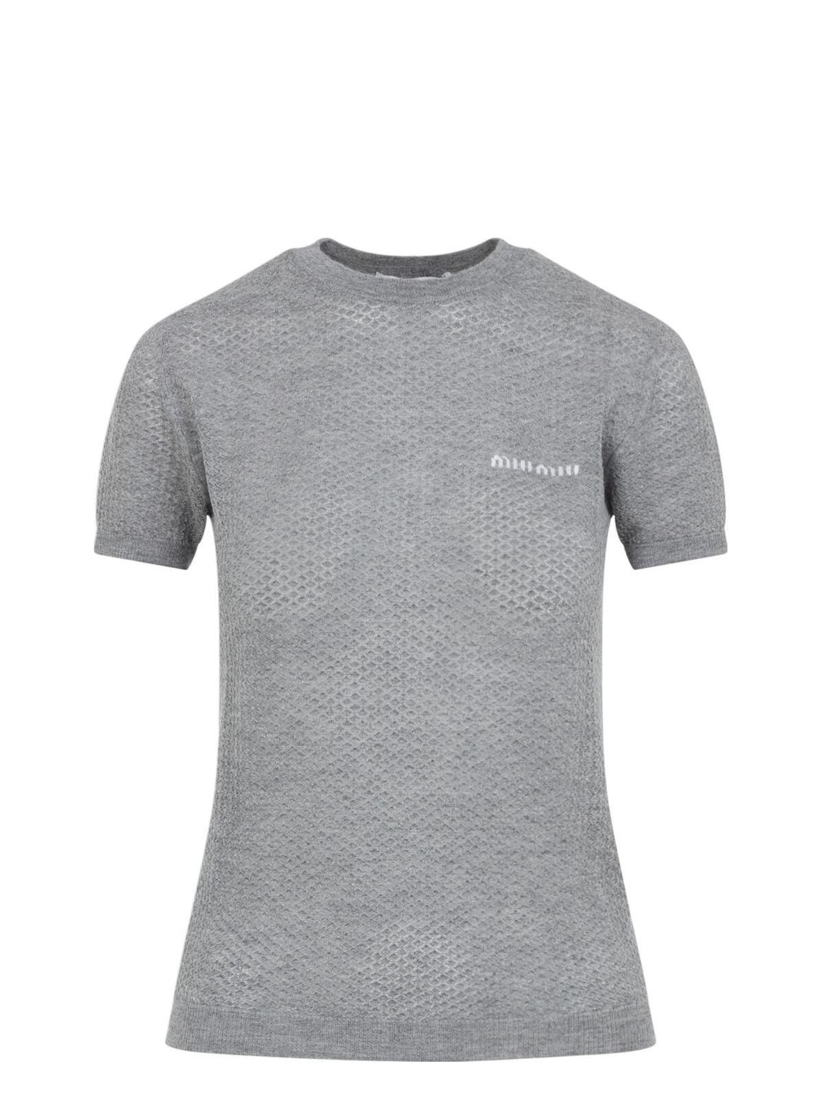 Tシャツ・カットソー MiuMiu FW25 Miu Miu Cotton T-shirt (MJN580SOOO 17Z9 F0304) Miu Miu T-Shirts − Sale: up to −28% | Stylight