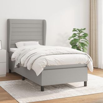 vidaXL Vidaxl - Cama Box Spring Con Colch&oacute;n Tela Gris Claro 90x200 Cm