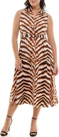 Nicole Miller Belted Sleeveless Shirtdress in Dyed Zebra Print at Nordstrom Rack, Size 10