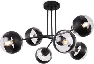 OEM L&aacute;mpara De Techo Toledo Negra 6 Pantallas Planas Negras E14