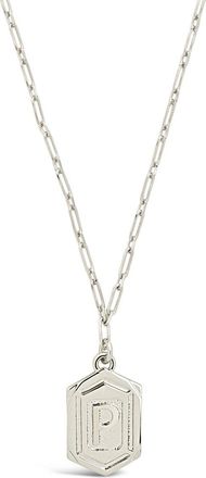 Sterling Forever Hexagon Tag Initial Necklace