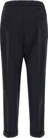 Alberto Biani Cropped Wool-Blend Trousers - Black