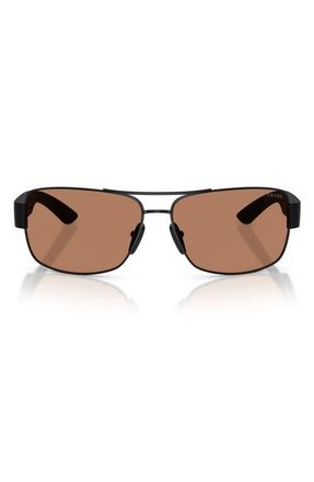 Prada 65mm Shield Sunglasses in Matte Black /Brown at Nordstrom