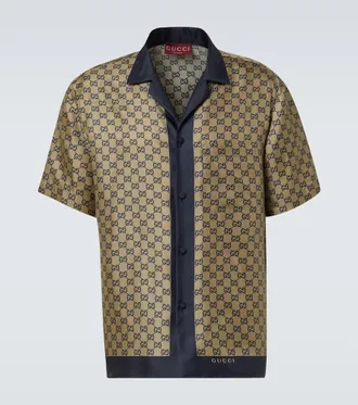 Gucci Camicia GG in seta con stampa