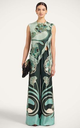 La DoubleJ Palazzo Pants in Blooming Tulip Dark Green at Nordstrom, Size X-Large