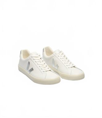 Veja Womens Esplar Leather Sneaker In White / Silver
