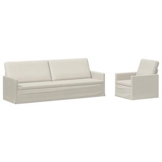 vidaXL Set Di Divani 2 Pcs Crema Velluto (v) Vidaxl
