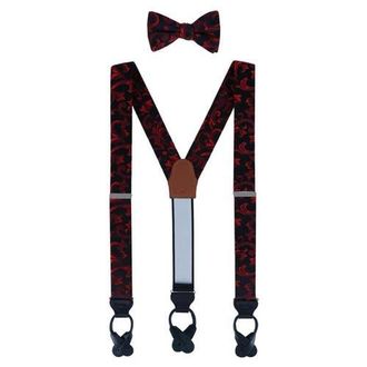 Trafalgar Store Christian the Romantic Brocade Silk Suspenders (Braces) and Bow Tie Set in Red at Nordstrom