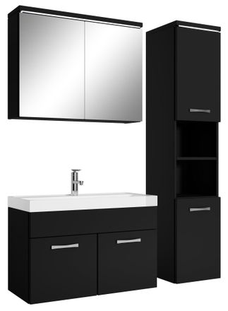 Badplaats Conjunto De Muebles De Ba&ntilde;o Paso 80 Cm - Negro Mate - Mueble De