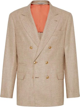 Brunello Cucinelli double-breasted houndstooth blazer - Neutrals